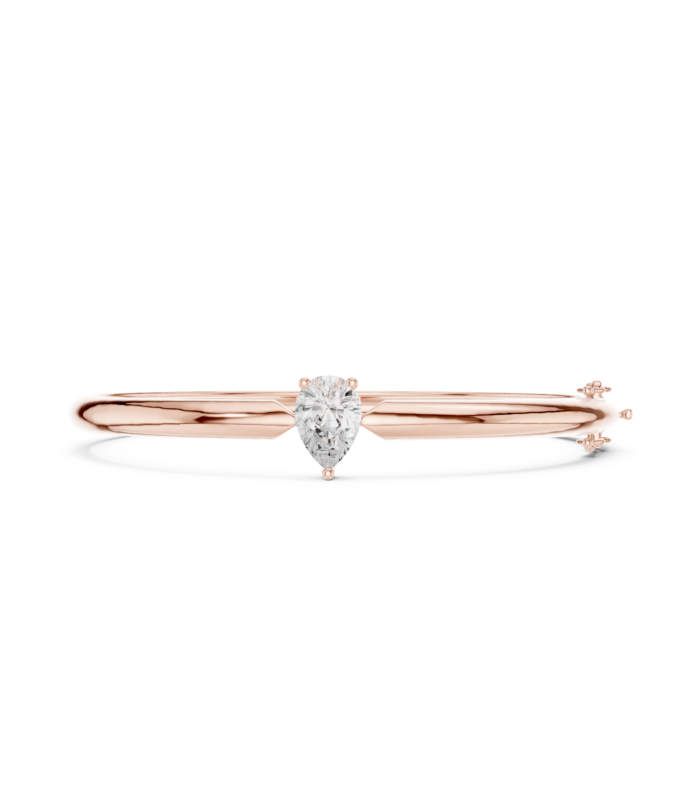 Rose gold oval motif diamond bangle luxury diamond jewellery front view.