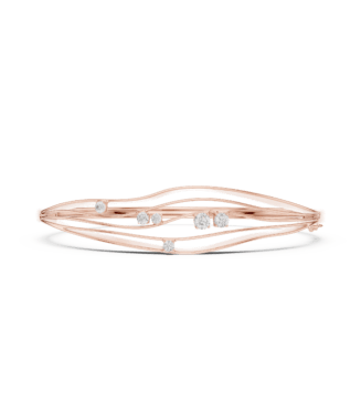 rose-gold-graduated-diamond-line-bangle Rose gold graduated diamond line bangle luxury diamond jewellery front view.