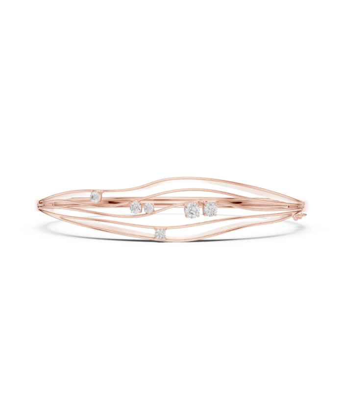 Rose gold graduated diamond line bangle luxury diamond jewellery front view.