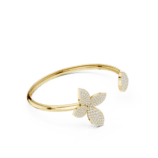 Yellow Gold Diamond Butterfly Open Bangle side view