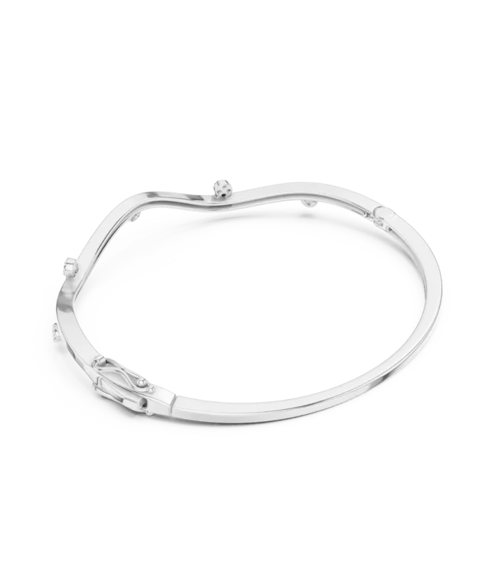 Rose gold open vine diamond cuff bangle side view fine diamond bracelet