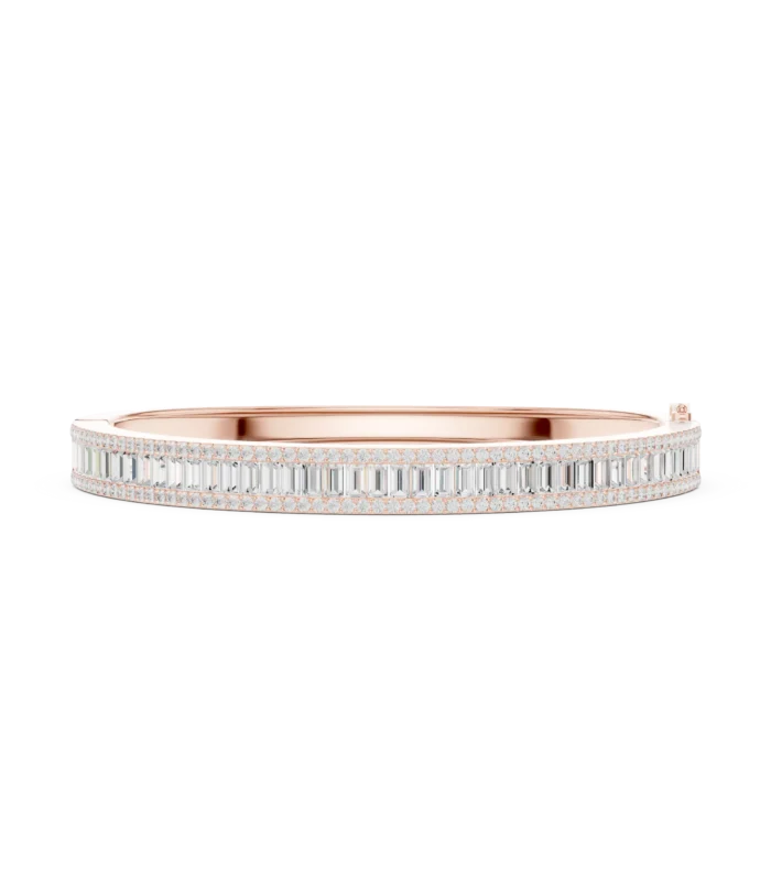 Rose gold baguette diamond bangle luxury diamond jewellery