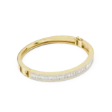 Yellow gold baguette diamond bangle side view diamond bracelet