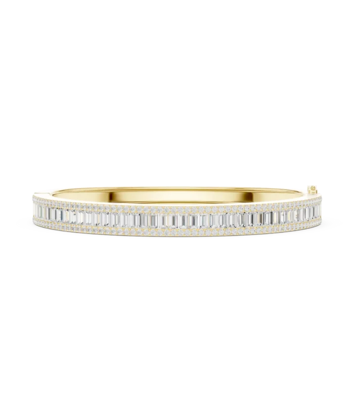 Yellow gold baguette diamond bangle fine diamond jewellery