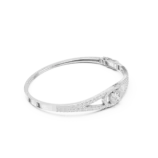 Modern white gold pave diamond bangle side view luxury bracelet