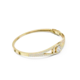 Modern yellow gold pave diamond bangle side view diamond bracelet