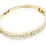 Yellow gold round diamond bangle bracelet side view diamond jewellery