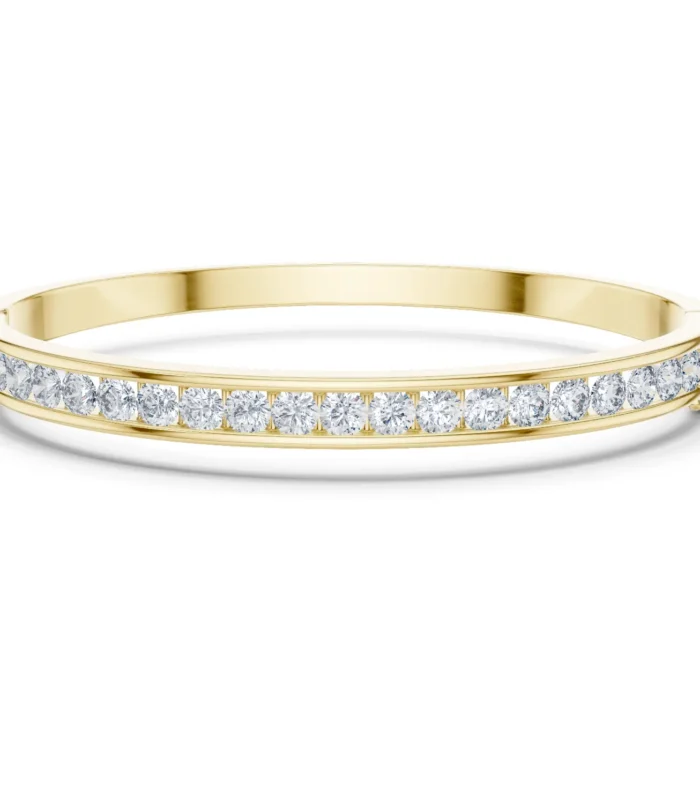 yellow-gold-round-diamond-bangle-bracelet Yellow gold round diamond bangle bracelet with sparkling diamonds fine jewellery