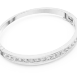 White gold round diamond bangle bracelet side view luxury diamond bracelet