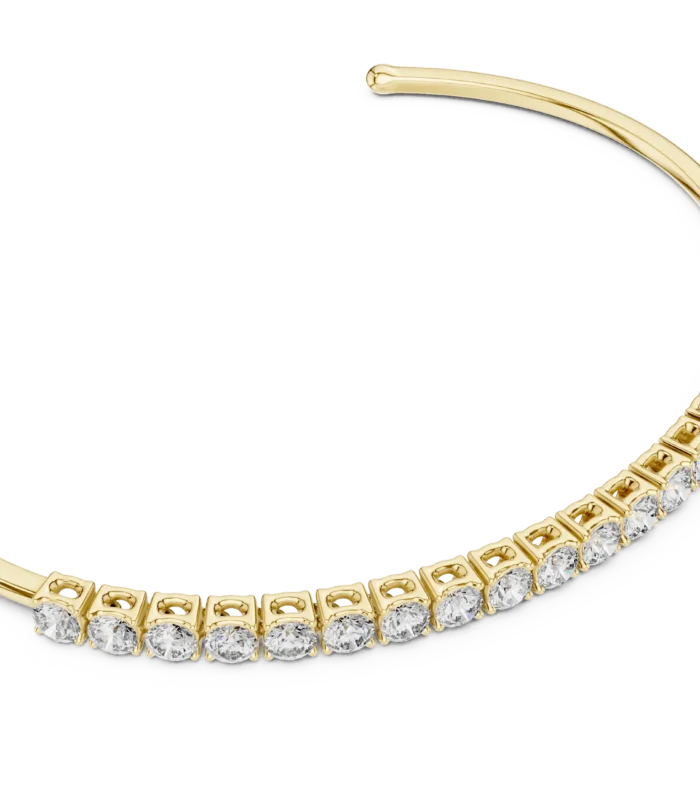 rose-gold-oval-cut-diamond-tennis-open-bangle-side-view Rose gold oval cut diamond tennis open bangle side view fine diamond bracelet