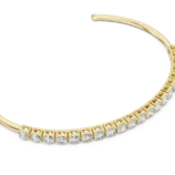 Rose gold oval cut diamond tennis open bangle side view fine diamond bracelet