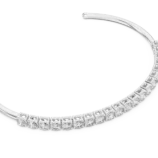 White gold oval cut diamond tennis open bangle side view luxury bracelet