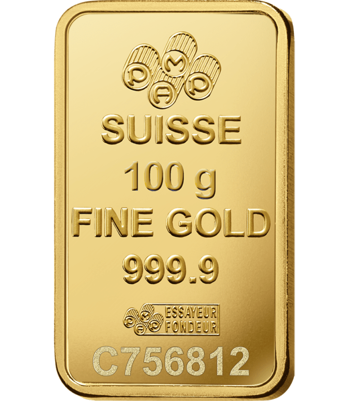 Certified 100 Gram Gold Bar 24KT by Diora Jewels
