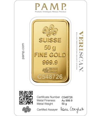 Certified 50 Gram Gold Bar 24KT by Diora Jewels