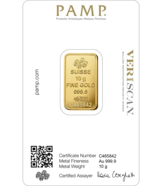 Certified 10 Gram Gold Bar 24KT by Diora Jewels