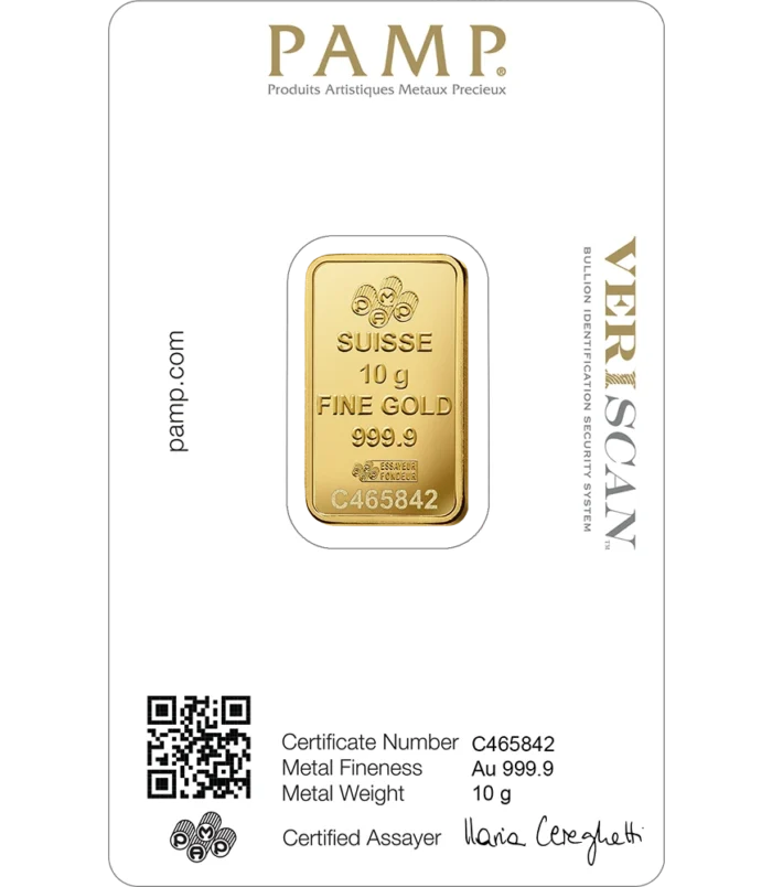 Certified 10 Gram Gold Bar 24KT by Diora Jewels